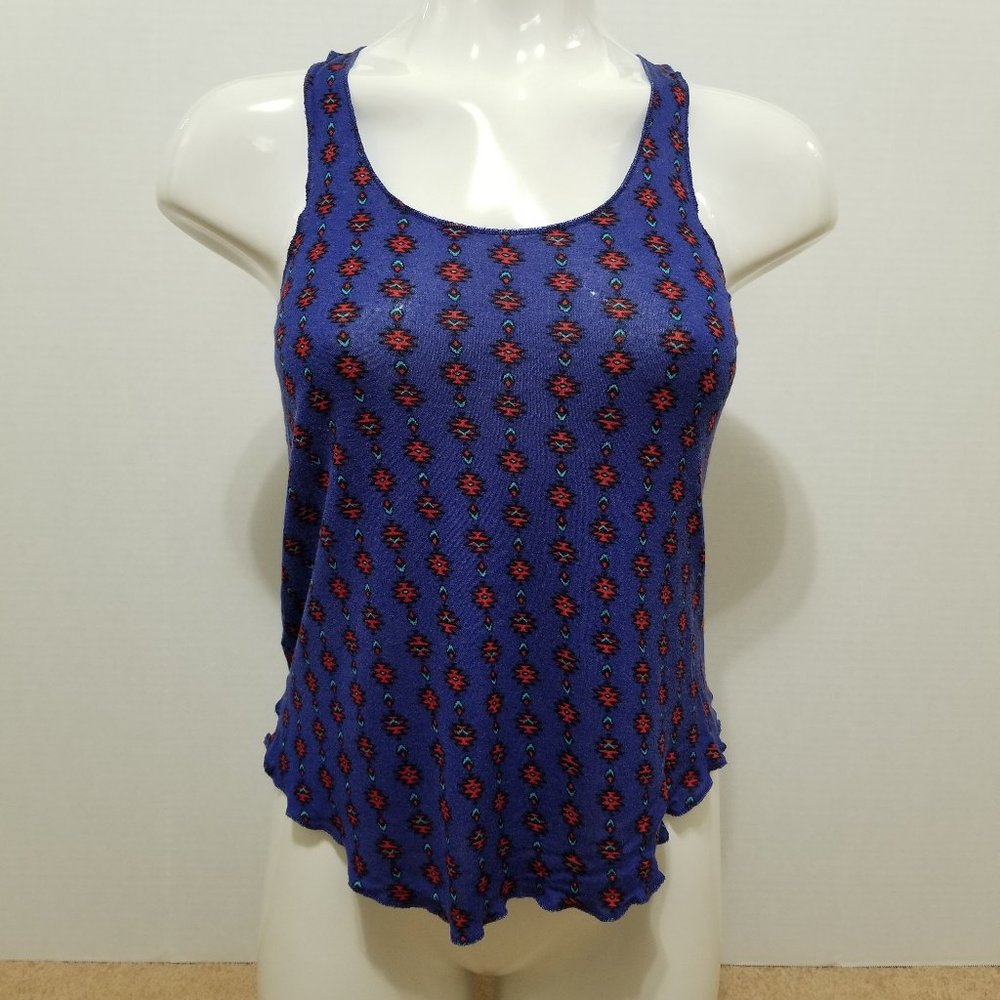 Mudd top XS boho geometric Aztec tribal print sleeveless slub knit tank rayon